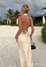 Elegant White Halter Open Back Sheath Long Party Dress Prom Dresses ,WGP1846