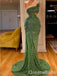 Sexy Sparkle Green One Shoulder Mermaid Evening Gown Long Formal Dresses Prom Dresses,WGP783