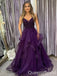 Sparkle Purple Spaghetti Straps Sweetheart A-line Long Prom Dresses to Impress ,WGP1325