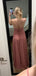 Sexy Pink Chiffon Cowl  A-Line Lace Up Back Side Slit Long Prom Dresses,WGP429