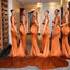 Sexy Orange One Shoulder Mermaid Pleats Long Cheap Bridesmaid Dresses,BDS0181