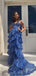 Elegant Dark Blue Off  Shoulder A-line Sequins Ruffles Long Prom Dresses,WGP414