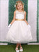 Cute White Lace Tulle A- Line Cheap Long Flower Girl Dresses, FGS0032