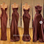 Mismached Brown Simple Cheap Mermaid Long Bridesmaid Dresses, BDS0201