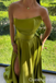 Sexy Strapless High Slit Green A-line Evening Gown Long Prom Dresses with Pleats ,WGP690