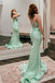 Green Sexy Lace Up Back Sweetheart Mermaid Spaghetti Straps Long Evening Gown Prom Dresses ,WGP572