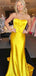 Elegant Yellow Pleats Strapless Mermaid Long Evening Prom Dresses,WGP510