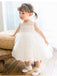 Cute White Lace Tulle A- Line Cheap Simple Long Flower Girl Dresses, FGS0040