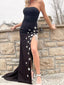 Gorgeous Black Strapless Side Slit Pentagram Mermaid Long Party Dress Prom Dresses ,WGP1870