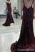 Gorgeous Burgundy Spaghetti Straps Sweetheart Open Back Mermaid Long Party Dress Prom Dresses ,WGP1876