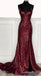 Gorgeous Burgundy Spaghetti Straps Sweetheart Open Back Mermaid Long Party Dress Prom Dresses ,WGP1876