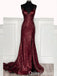 Gorgeous Burgundy Spaghetti Straps Sweetheart Open Back Mermaid Long Party Dress Prom Dresses ,WGP1876