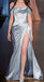 Elegant Off Shoulder Silver Side Slit Mermaid Long Party Dress Prom Dresses ,WGP1877