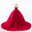 Sparkle Red Strapless A-line Ball Gown Lace Up Back Long Prom Dresses to Impress with Train,WGP1330