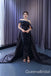 Gorgeous Black Off the Shoulder Mermaid Lace up Back Party Dress Long Prom Dresses to Impress with Trailing,WGP1469