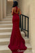 Gorgeous Halter Open Back Wine Mermaid Long Party Dress Prom Dresses ,WGP1880