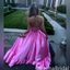 Elegant Pink Strapless Front Slit A-line Open Back Long Party Dress Prom Dresses ,WGP1883