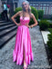 Elegant Pink Strapless Front Slit A-line Open Back Long Party Dress Prom Dresses ,WGP1883