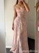 Sexy Elegant A-line Light Pink Spaghetti Straps Floral Evening Gown Long Prom Dresses ,WGP644