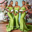 Unique Green Off Shoulder Beading Mermaid Long Cheap Bridesmaid Dresses,BDS0166