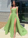 Elegant Spaghetti Straps High Slit Sweetheart A-line Evening Gown Maxi Long Formal Dresses Prom Dresses ,WGP852