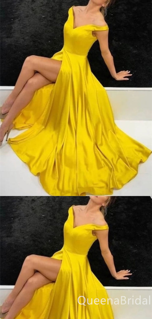 Sexy Off-the-shoulder High Slit A-line Evening Gown Maxi Long Formal Dresses Prom Dresses ,WGP853