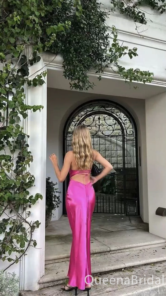 Sexy Pink Spaghetti Straps Mermaid Party Dress Long Prom Dresses to Impress ,WGP1625