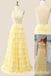 Light Yellow Strapless Tiered Sweetheart Lace Appliques A-line Lace Up Back Long Prom Dresses to Impress ,WGP1333