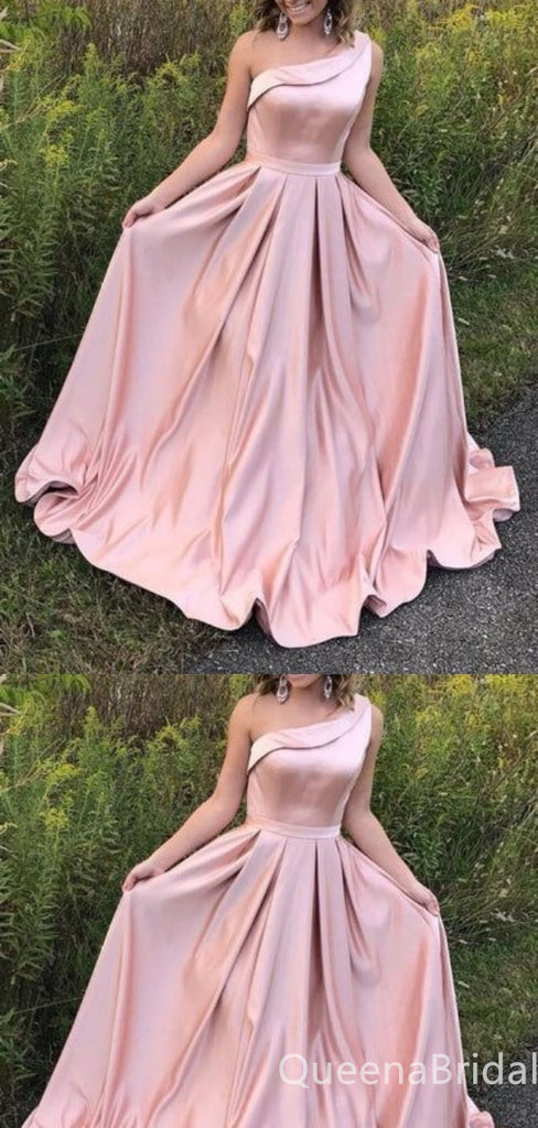 Elegant One Shoulder A-line Evening Gown Long Prom Dresses,WGP705