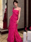 Elegant Pink One Shoulder Sheath Long Prom Dresses to Impress ,WGP1548