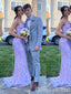 Gorgeous Lilac Spaghetti Straps Lace up Back Sheath Lace Appliques Long Prom Dresses to Impress ,WGP1549