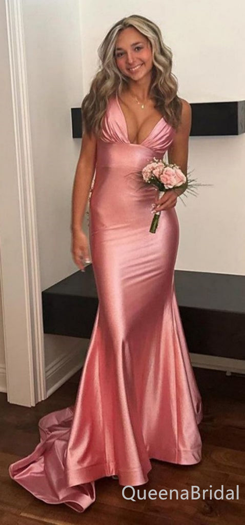 Gorgeous V Neck Mermaid Long Prom Dresses to Impress with Trailing ,WGP1550