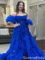 Sexy Bubble Sleeve Straight Neck A-line Party Dress Long Prom Dresses to Impress ,WGP1393