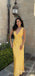 Stylish Yellow V Neck Sheath Long Prom Dresses to Impress ,WGP1554