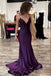 Sexy Purple V Neck Spaghetti Straps Mermaid Party Dress Long Prom Dresses to Impress ,WGP1534