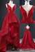 Sparkle Red High Low Lace Up Back Long Prom Dresses to Impress with Train,WGP1336