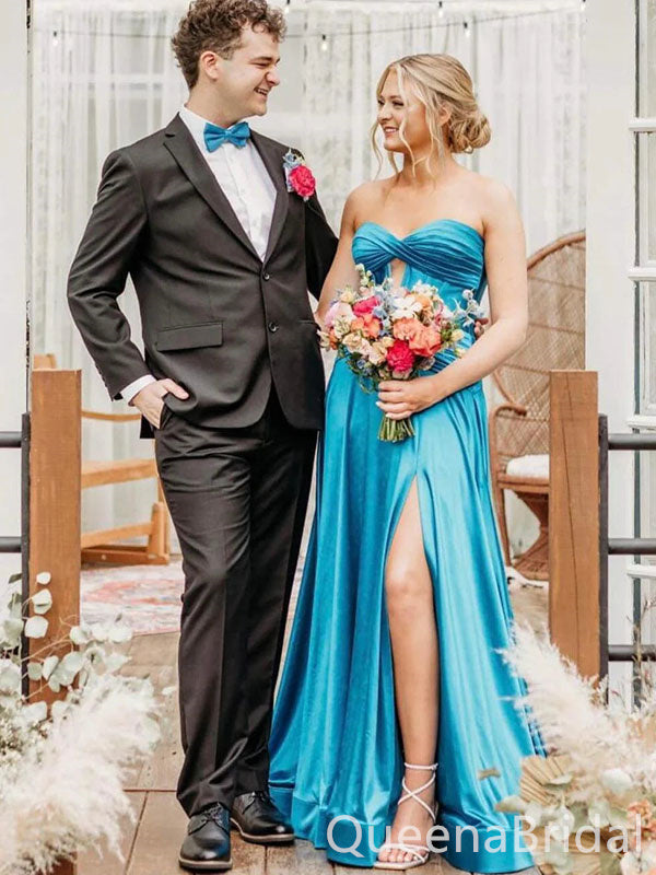 Sexy Strapless Side Slit A-line Long Prom Dresses ,WGP1576