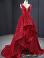 Sparkle Red High Low Lace Up Back Long Prom Dresses to Impress with Train,WGP1336