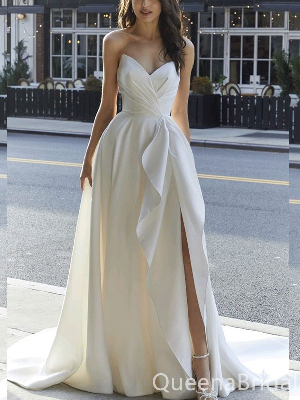 Gorgeous Strapless A-line Side Slit Party Dress Long Prom Dresses to Impress ,WGP1628