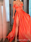 Sexy Plunging High Slit Strapless Off-the-shoulder A-line Evening Gown Long Formal Dresses Prom Dresses,WGP807