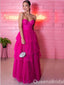 Strapless Hot Pink Sheer Corset Bodice Layer A-line Evening Gown Maxi Long Evening Party Prom Dresses ,WGP1158