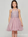 Elegant A-line Jewel Neck Lace Appliques Tulle Flower Girl Dresses with Ruffles, FGS0050