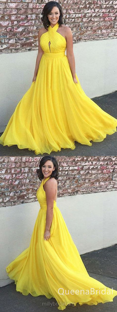 Yellow Halter A-line Prom Dresses to Impress ,WGP1319