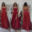 Elegant Red Spaghetti Straps Lace up Back A-line Evening Party Dress Long Prom Dresses to Impress ,WGP1378