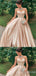 Sexy Elegant Strapless Ruched Sweetheart Champagne Ball Gown Evening Gown Long Prom Dresses ,WGP663