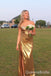 Gorgeous Gold Strapless Sweetheart Beaded Side Slit Mermaid Long Prom Dresses ,WGP1579