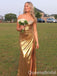 Gorgeous Gold Strapless Sweetheart Beaded Side Slit Mermaid Long Prom Dresses ,WGP1579