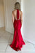 Gorgeous Red Plunging Halter Mermaid Long Prom Dresses  ,WGP1592