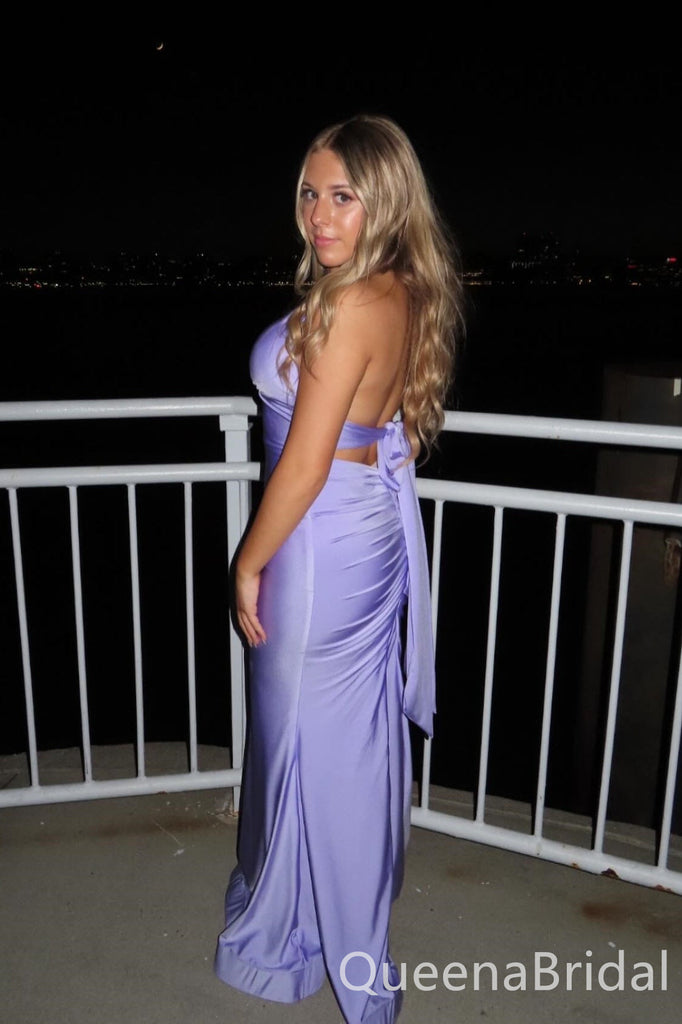 Gorgeous Lilac Plunging V Neck Mermaid Long Prom Dresses  ,WGP1593