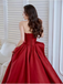 Elegant  Red Strapless A-line Lace up Back  Party Dress Long Prom Dresses to Impress ,WGP1396